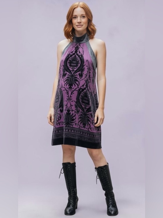 Max Studio Dresses & Skirts - Max Studio Burnout Velvet Halter Plum Dress